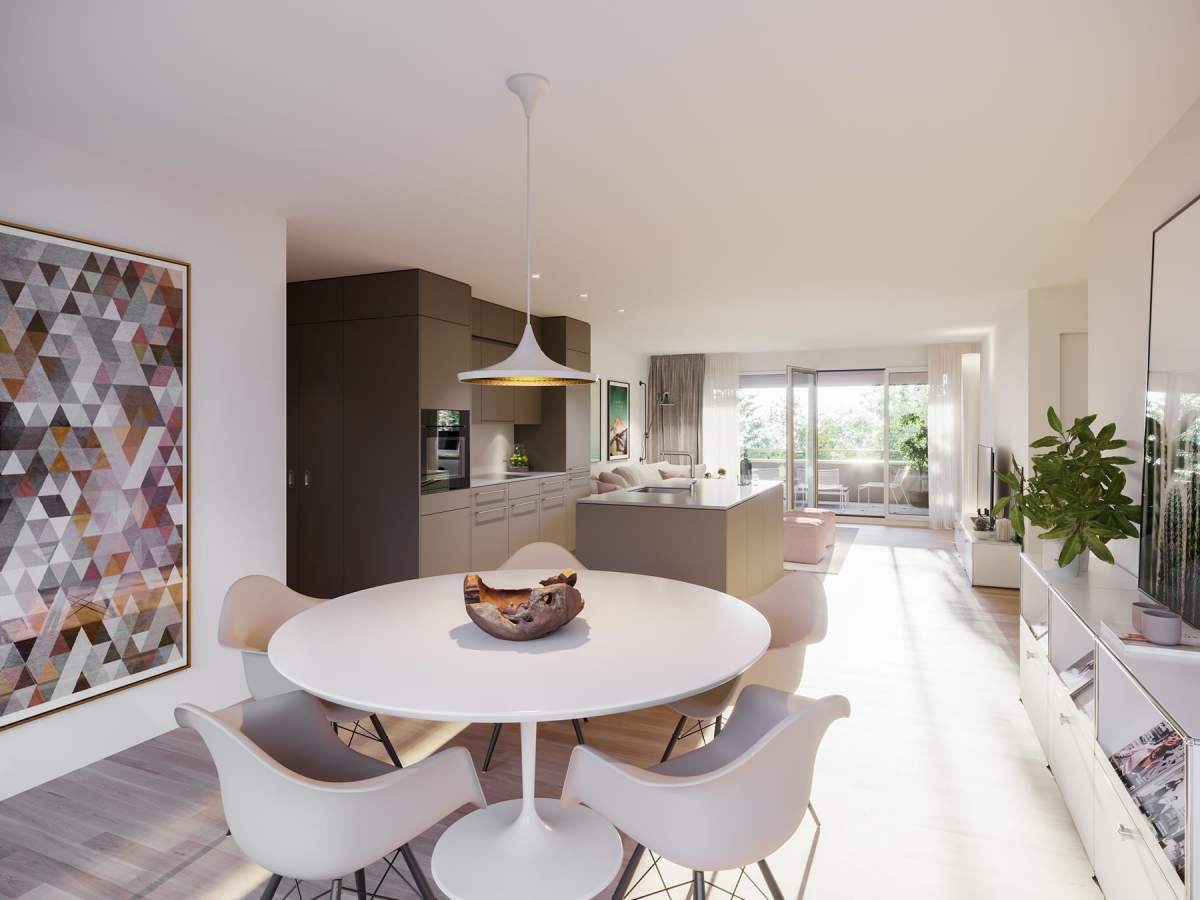 Blick in die offene Küche einer Wohnung im Sonnenhof Dietikon