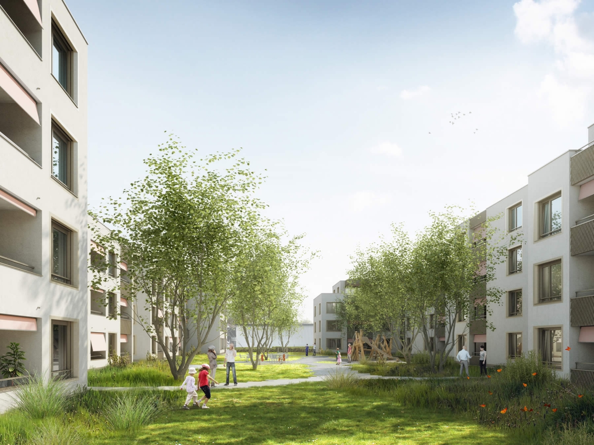 Der Innenhof vom Sonnenhof Dietikon Blick in die Siedlung Sonnenhof in Dietikon