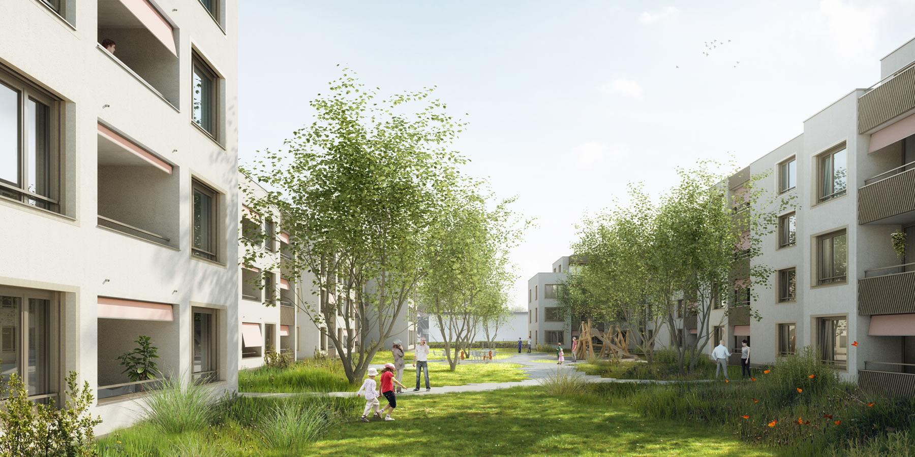 Familienleben im Sonnenhof Dietikon Überblick über die Überbauung Sonnenhof in Dietikon